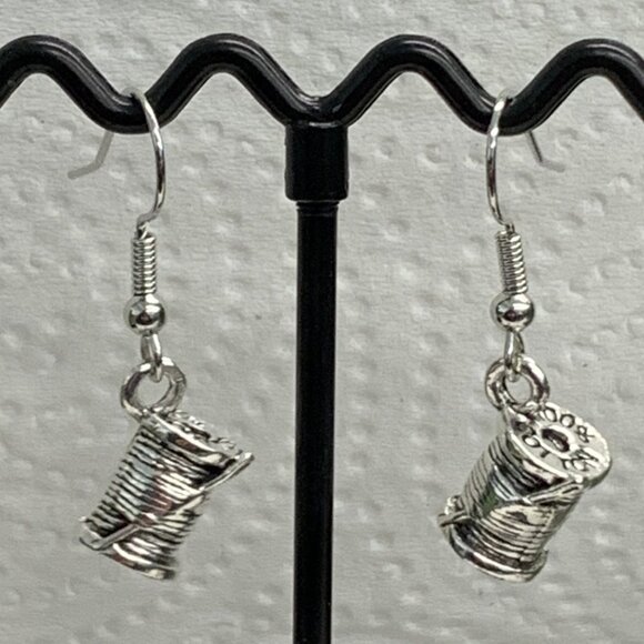 Thread Earring, Sewing Earring, Yarn Earring, Gift Idea, Silly Earring, Crochet - Picture 4 of 5